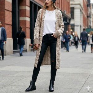 Topshop Duster Cardigan open front leopard print NEW